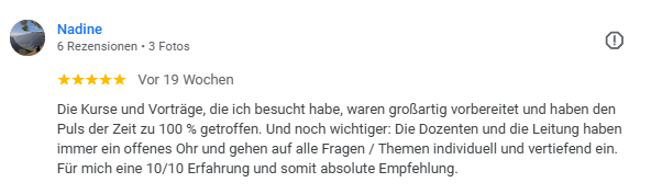 Eine Rückmeldung zur Arenus Akademie, den Dozentinnen und der Qualität von MindShift